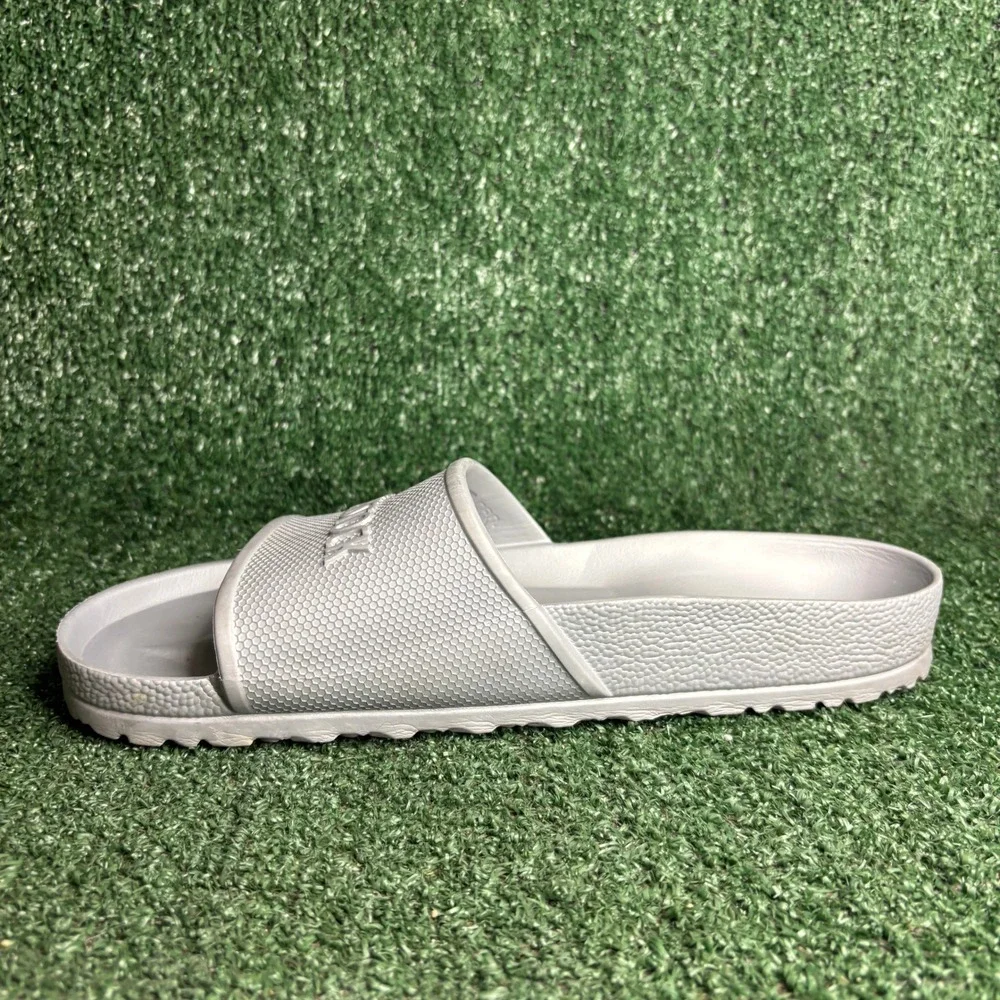 Birkenstock Barbados EVA Lightweight Waterproof Logo Slide Sandal Silver Mens 12